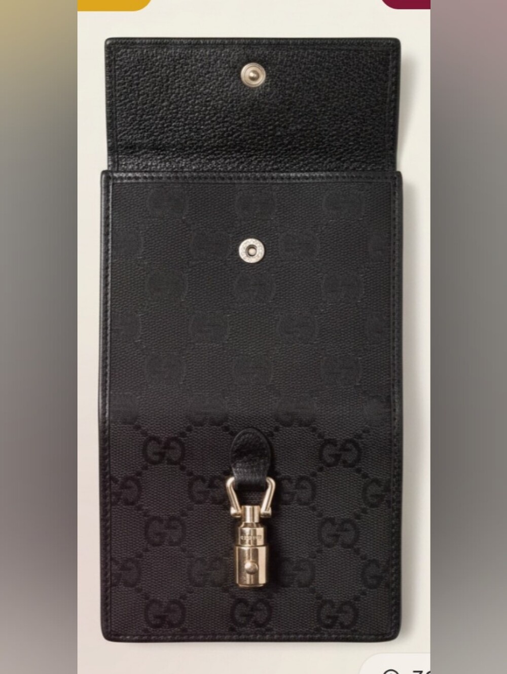 Gucci Black GG Monogram Key Pouch with Metal Clasp